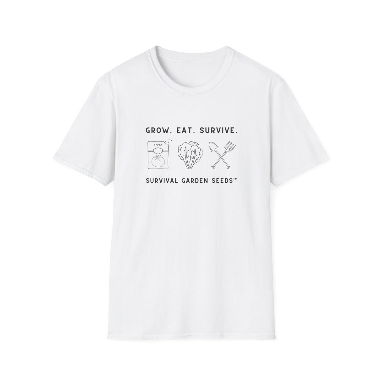 Unisex Tee - "Grow, Eat, Survive" (black design)