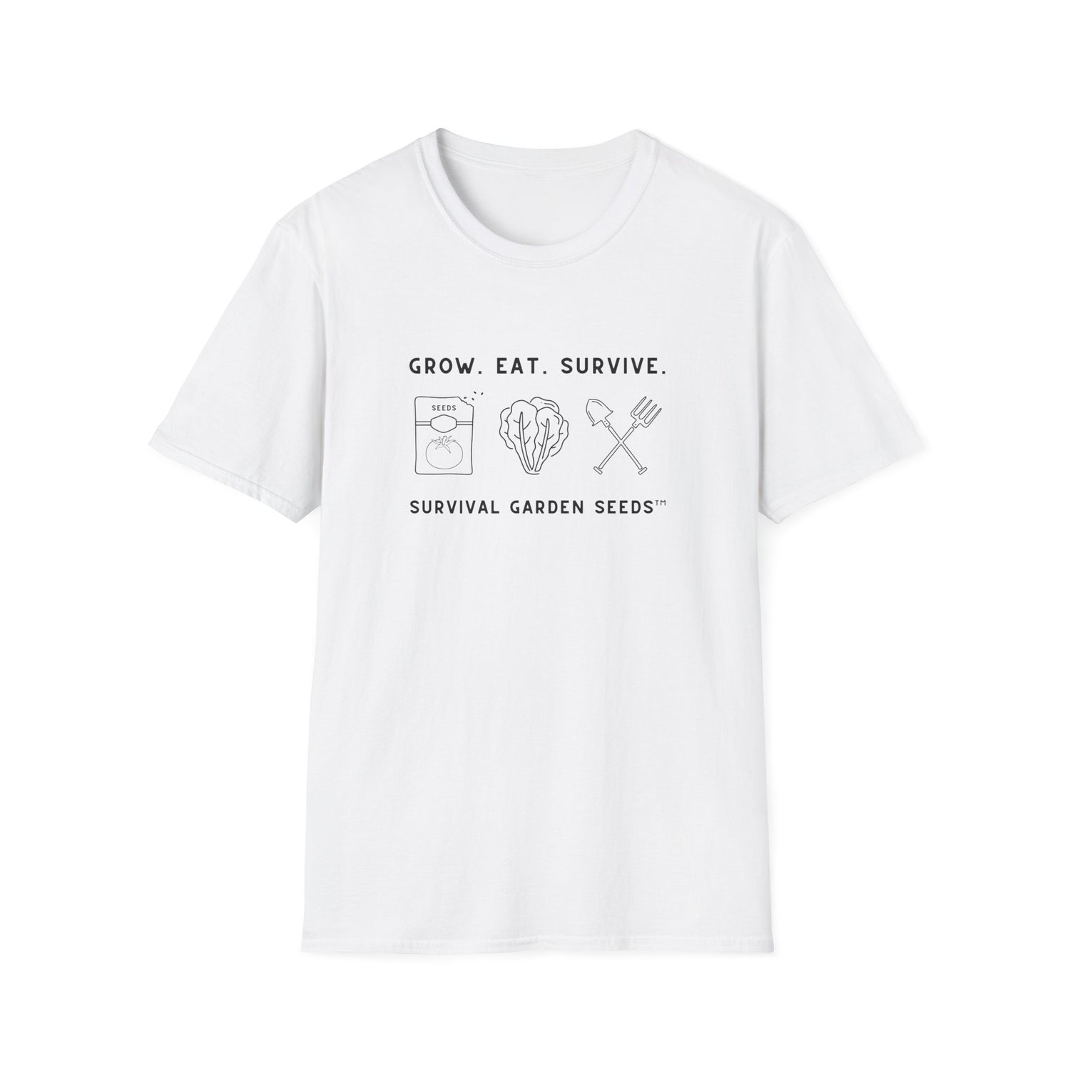 Unisex Tee - "Grow, Eat, Survive" (black design)