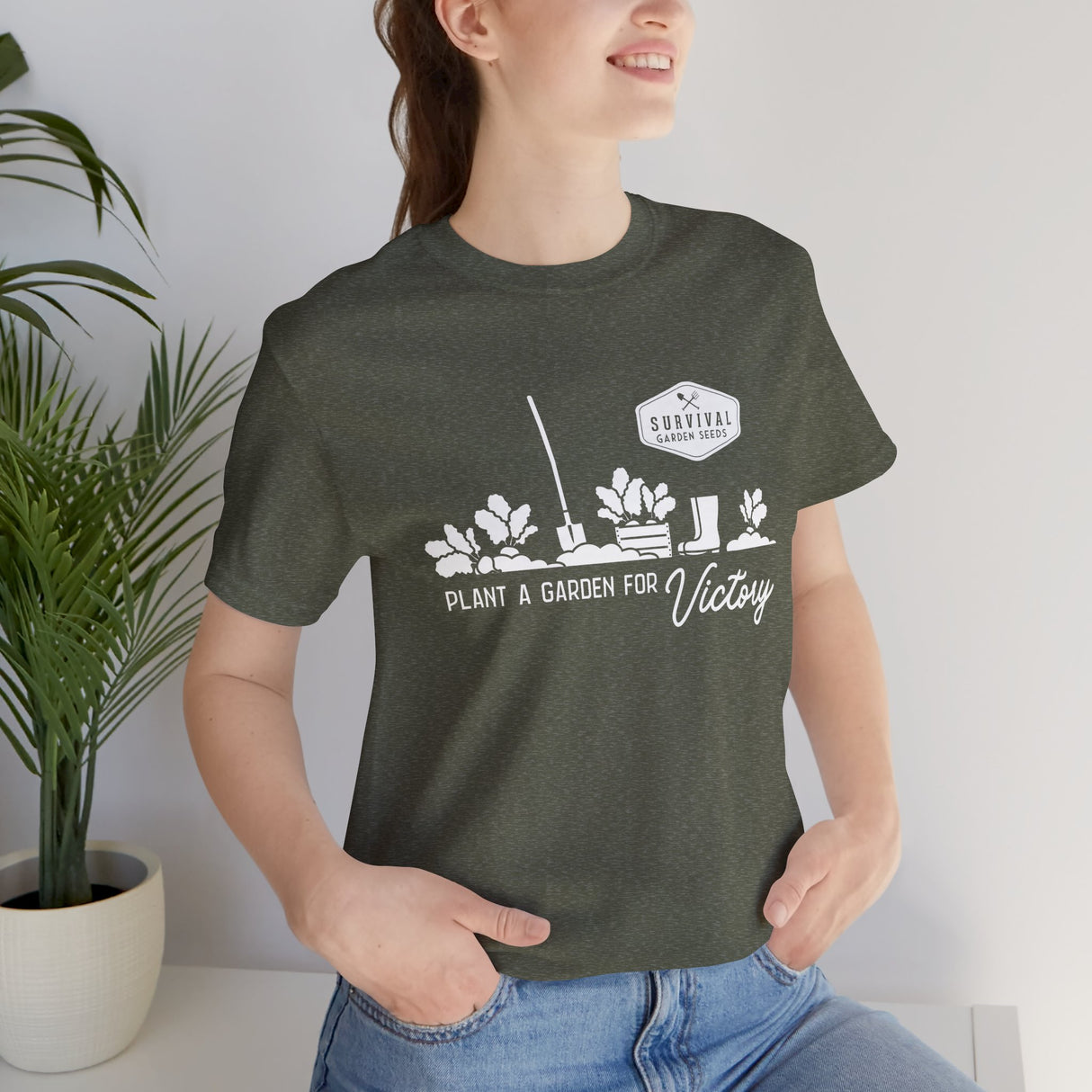 Unisex Tee - "Grow a Garden for Victory" (white design)