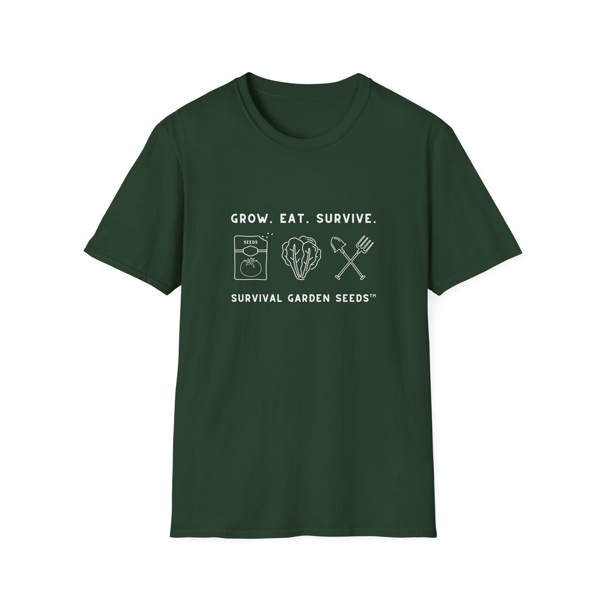 Unisex Tee - "Grow, Eat, Survive" (white design)