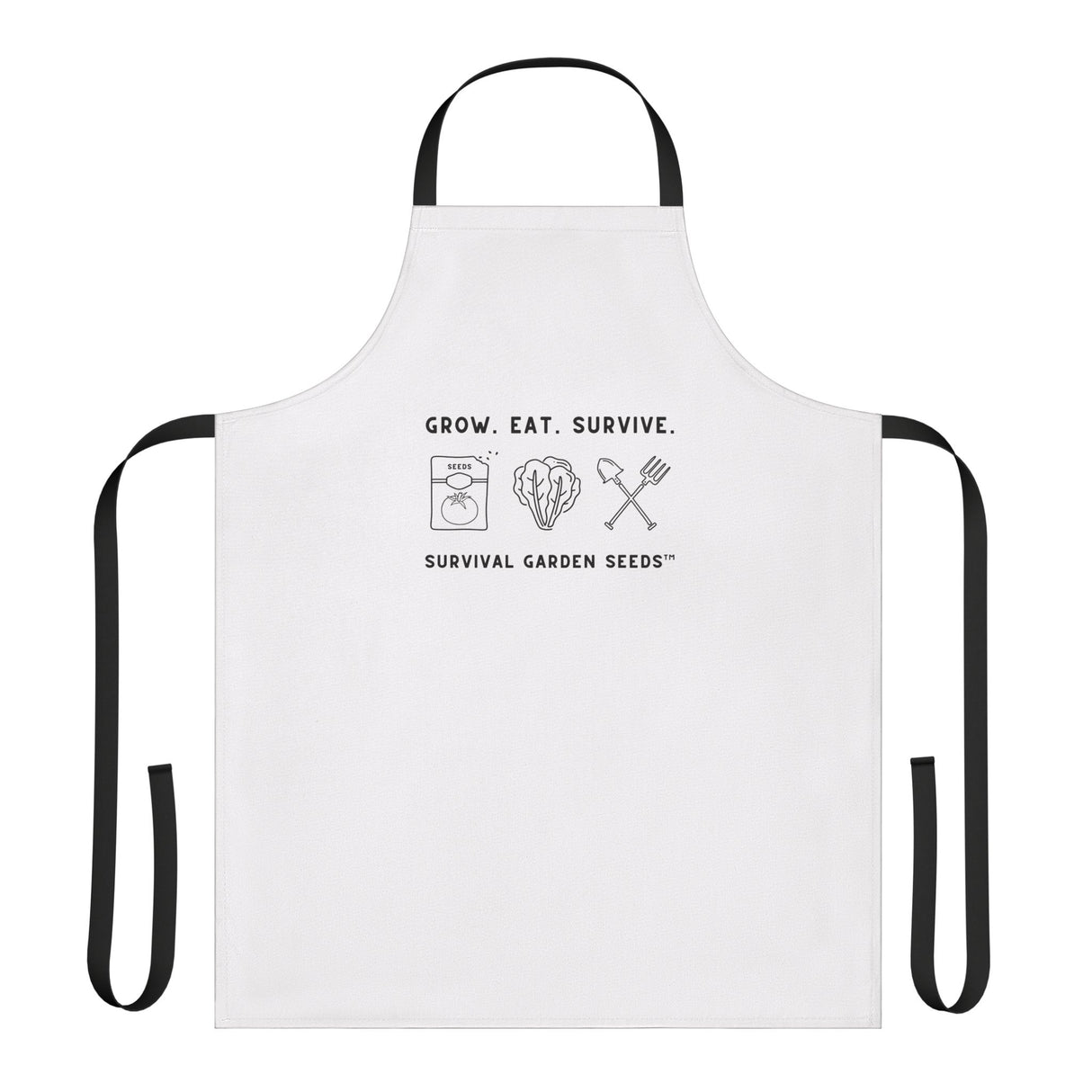 Grow Eat Survive design Canvas apron - front view