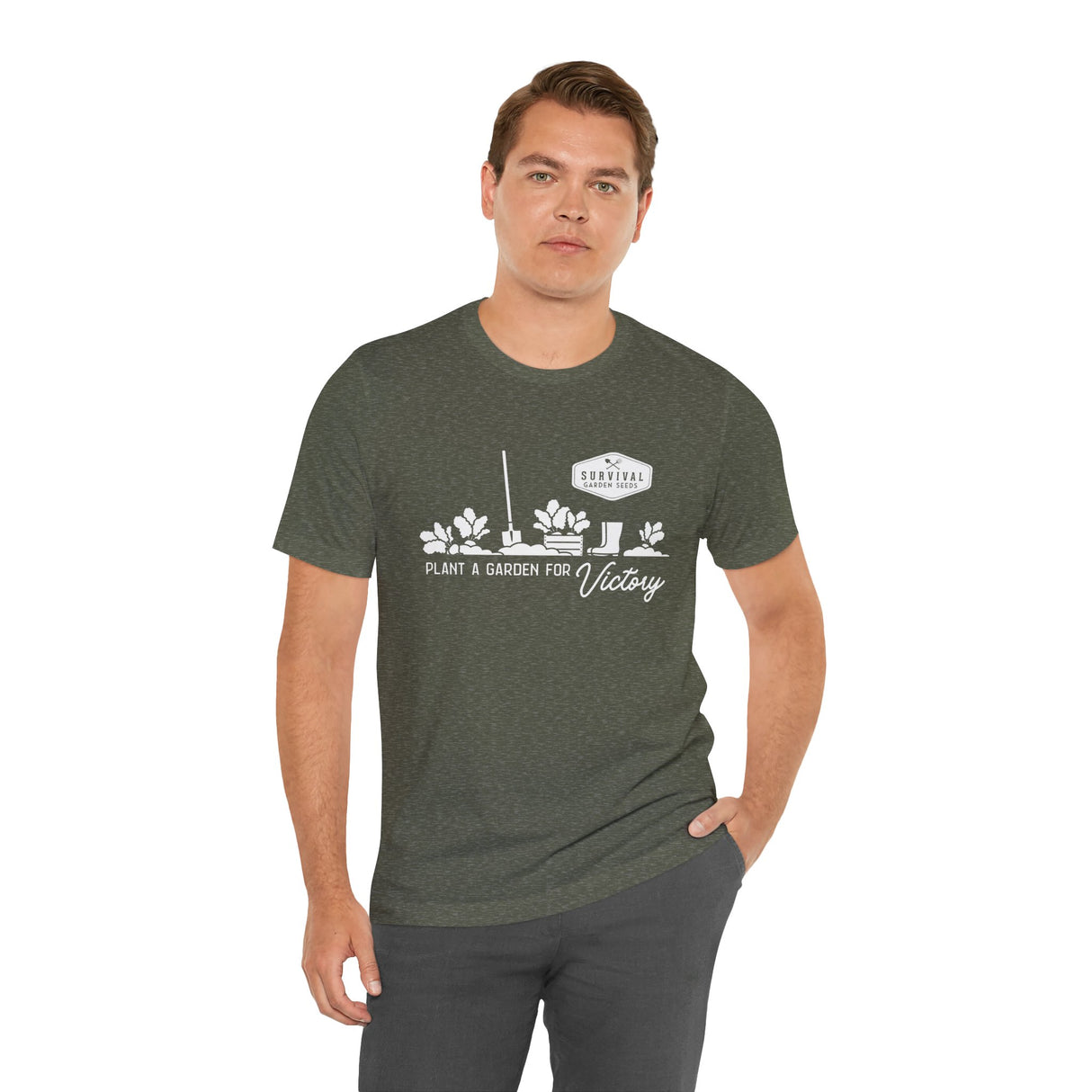 Unisex Tee - "Grow a Garden for Victory" (white design)