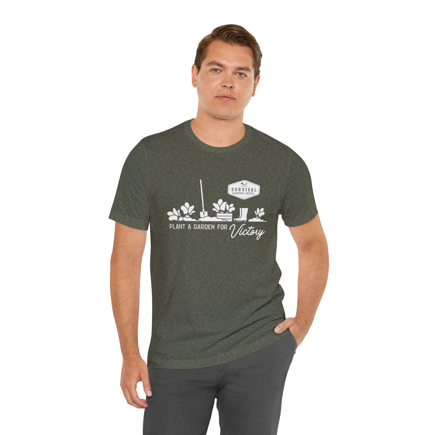 Unisex Tee - "Grow a Garden for Victory" (white design)