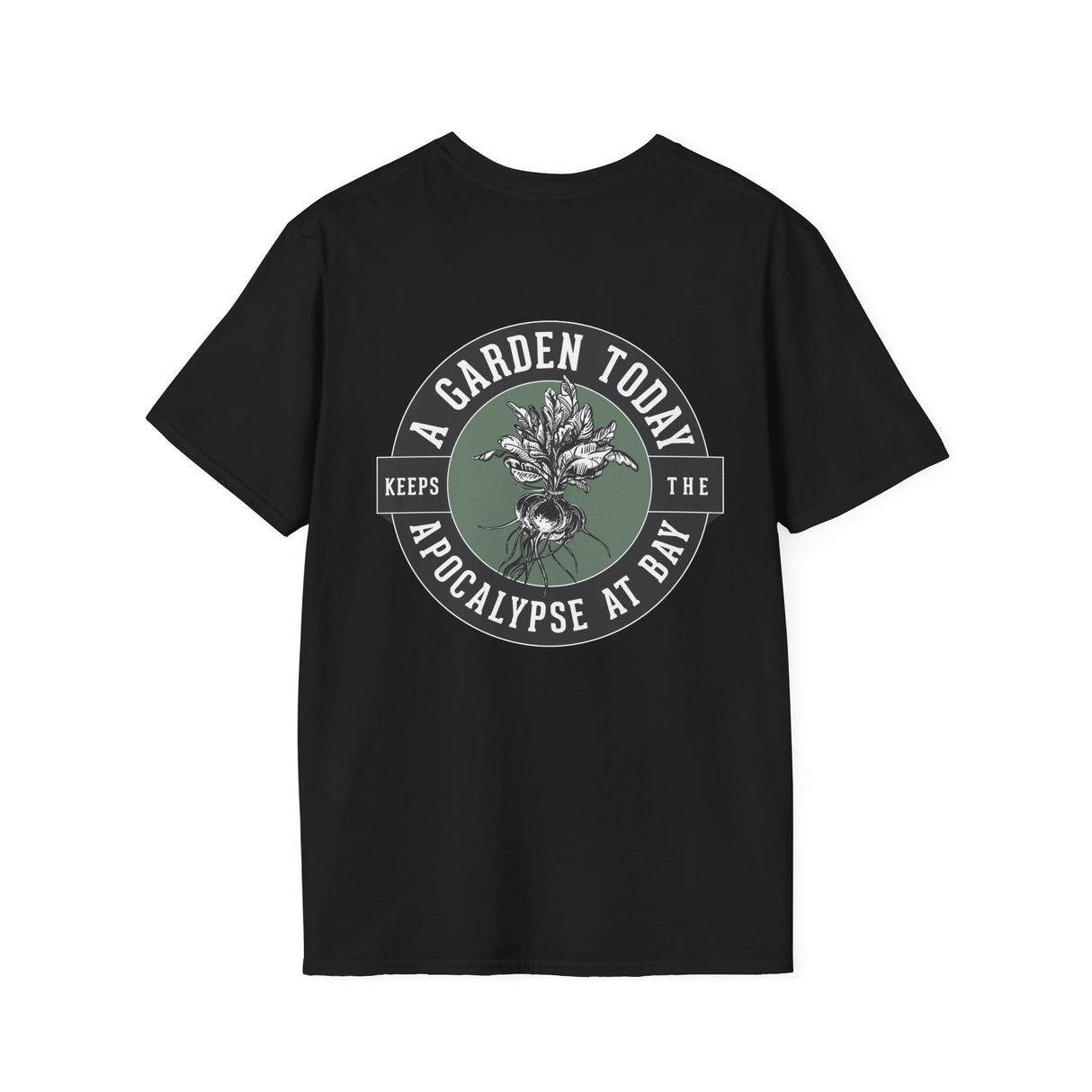 Unisex Tee - White Logo Front - "A Garden Today" Back