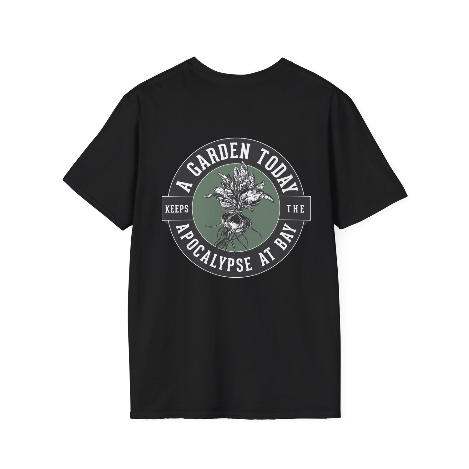 Unisex Tee - White Logo Front - "A Garden Today" Back