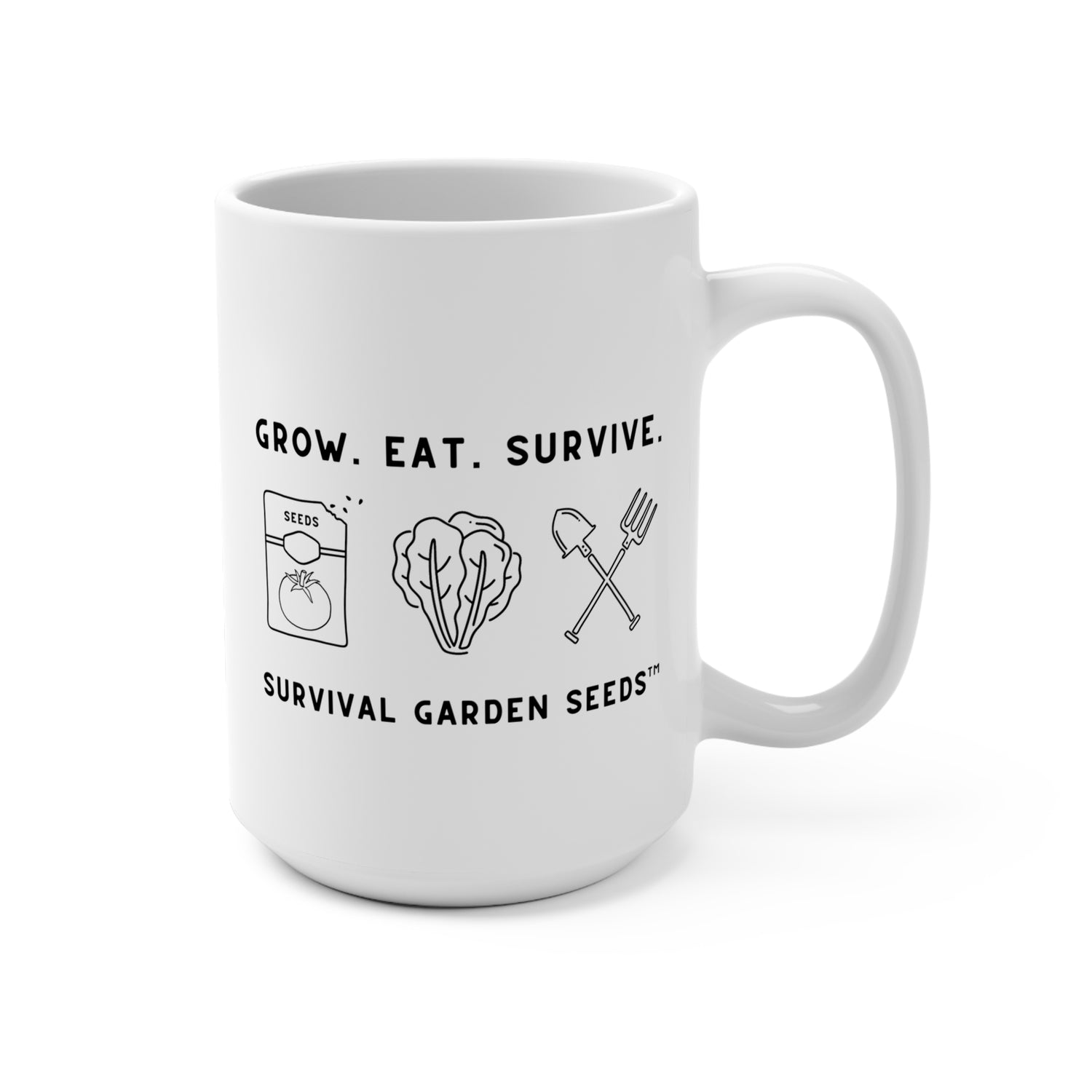 15 oz. Ceramic Mug - "Grow, Eat, Survive"
