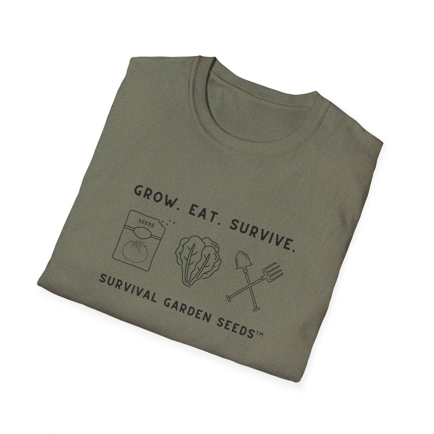Unisex Tee - "Grow, Eat, Survive" (black design)