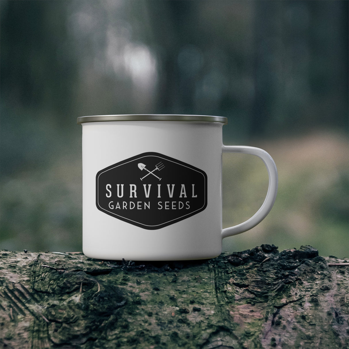 Enamel Camping Mug - Survival Garden Seeds Logo