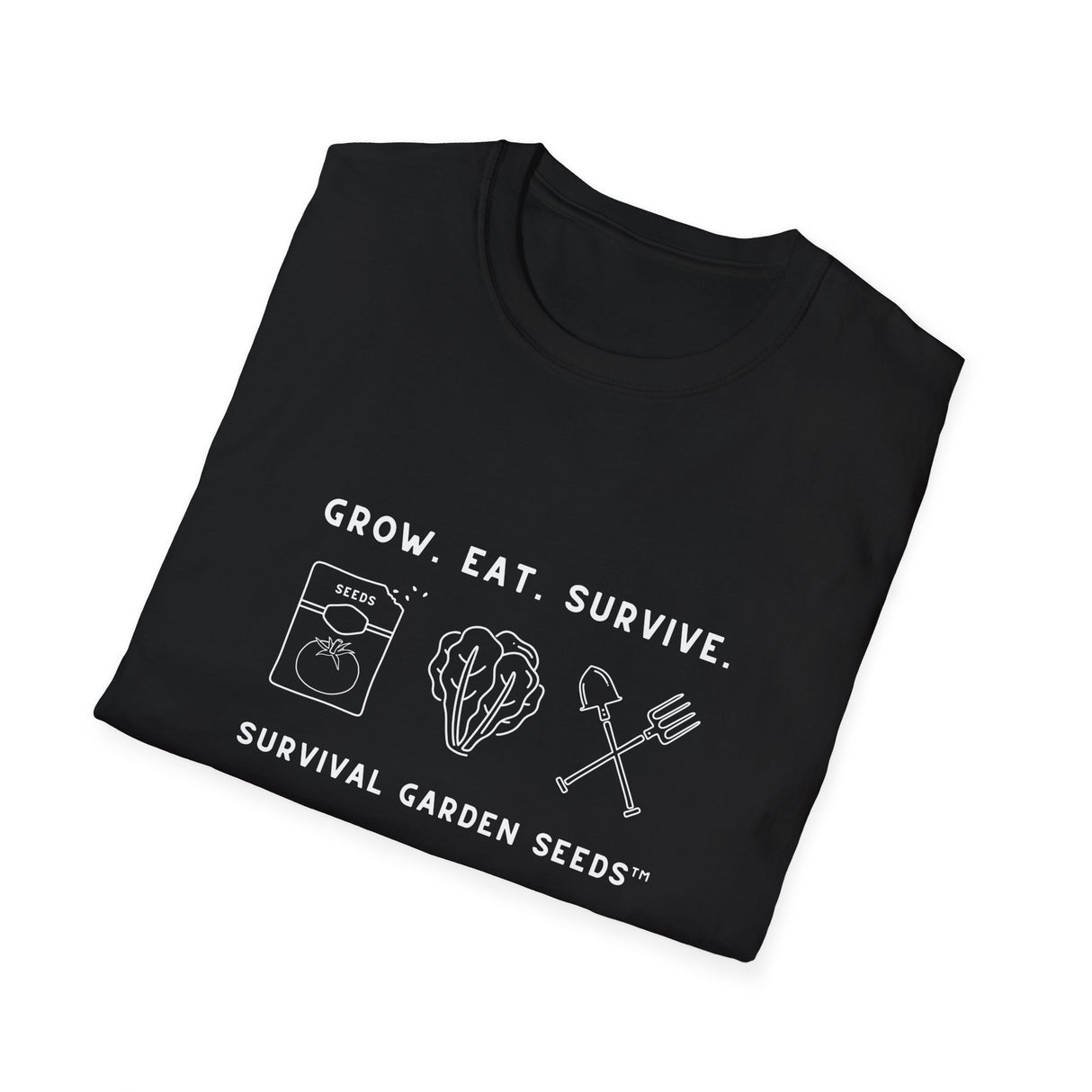 Unisex Tee - "Grow, Eat, Survive" (white design)