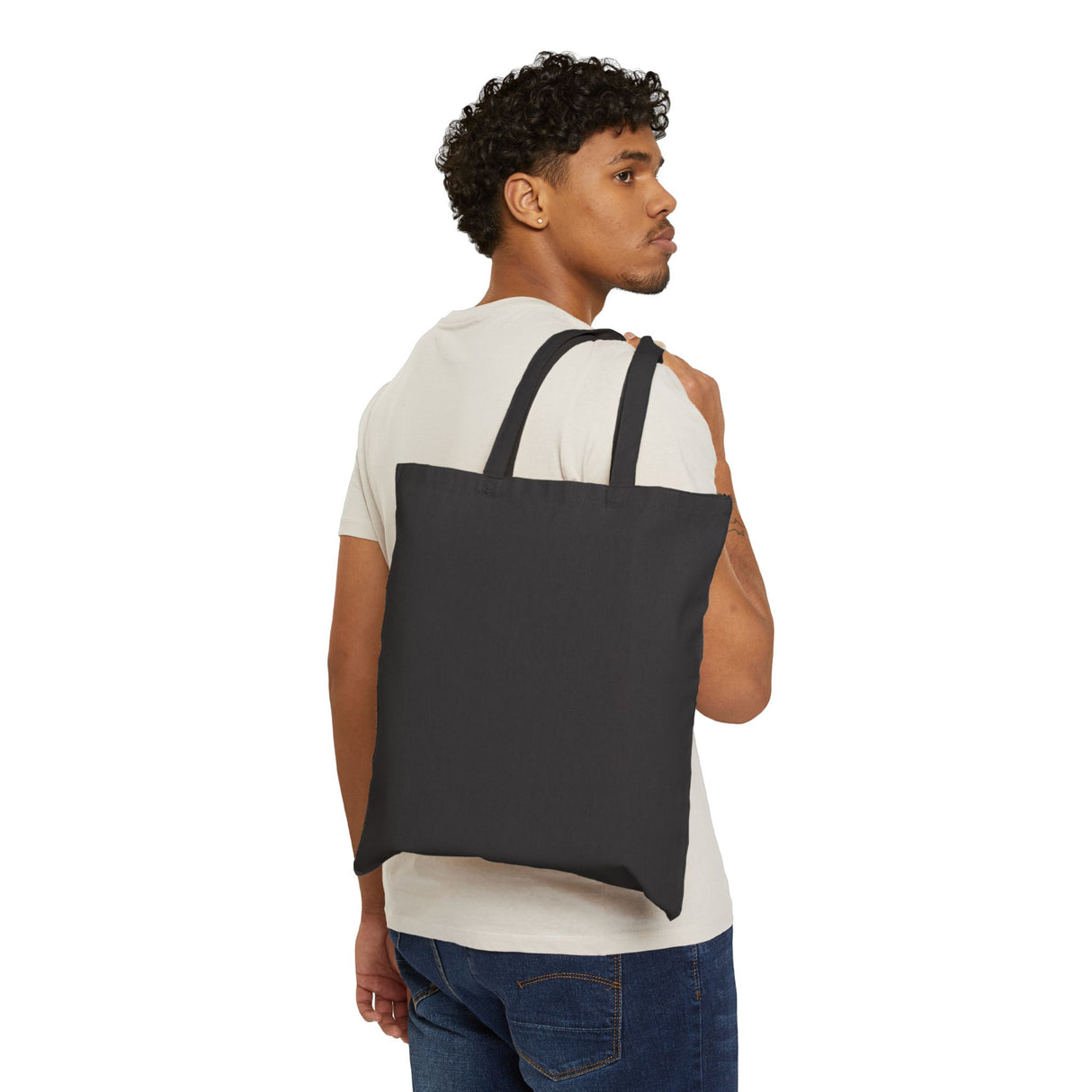 Black Cotton Canvas Tote Bag - "Farm to Table"