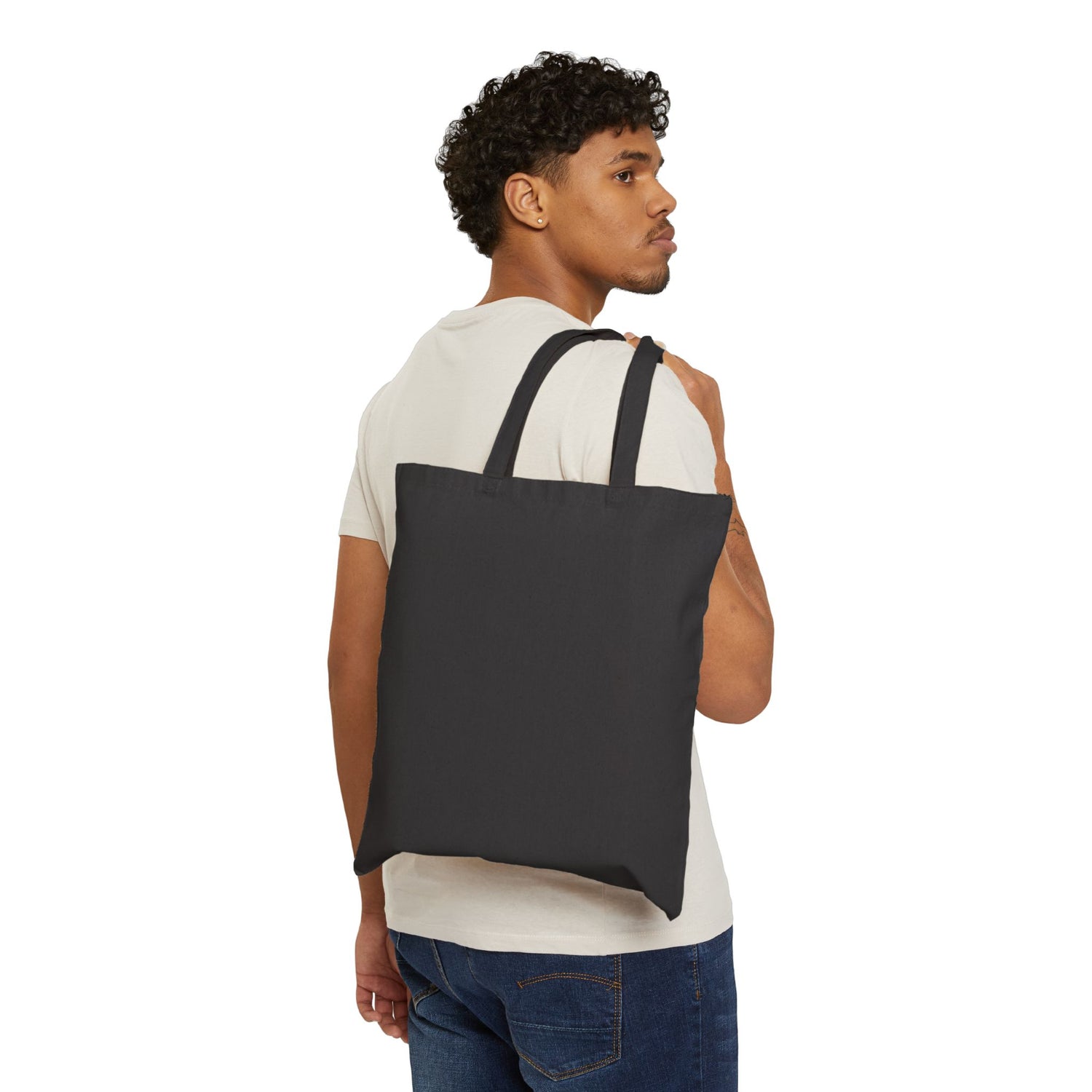 Black Cotton Canvas Tote Bag - "Farm to Table"