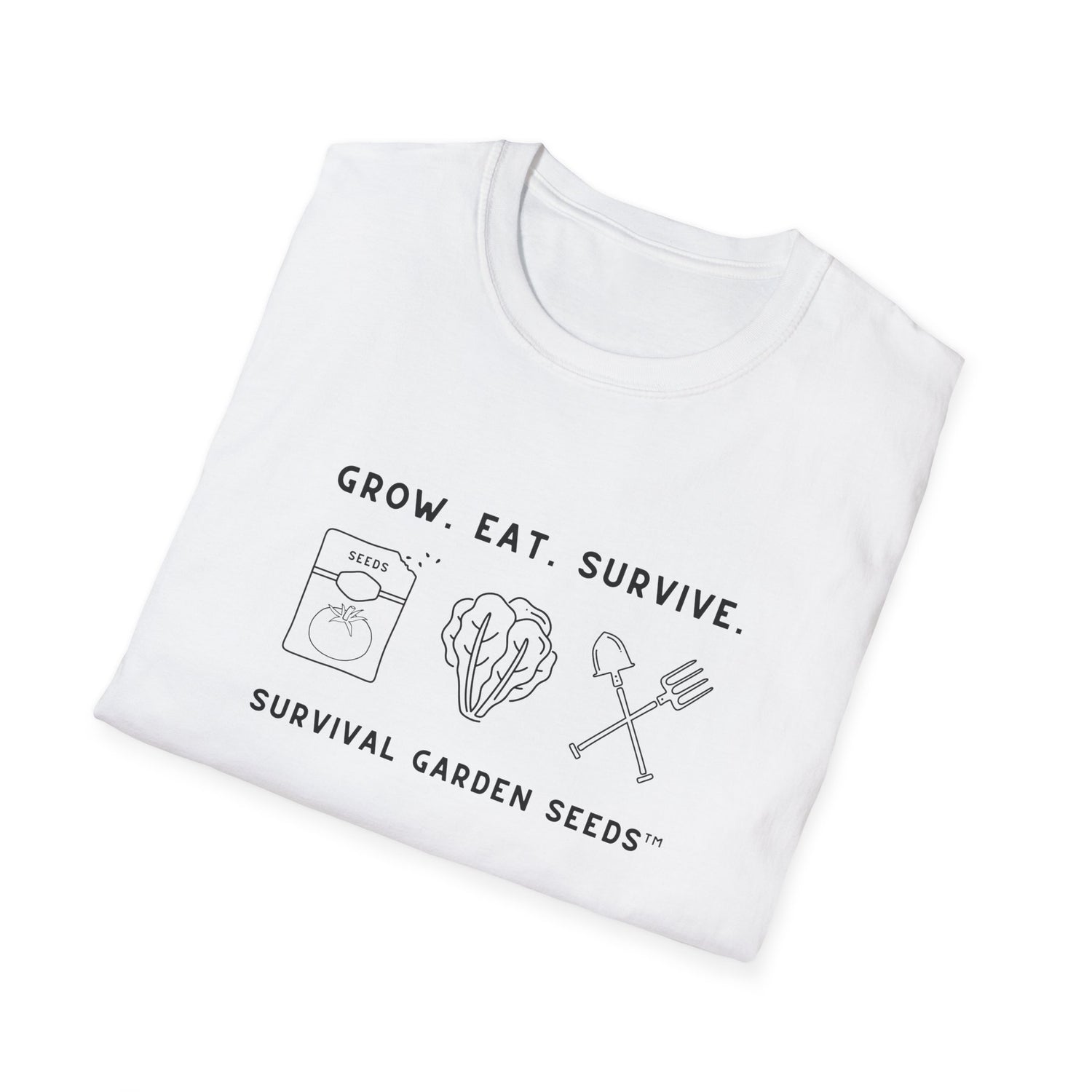 Unisex Tee - "Grow, Eat, Survive" (black design)