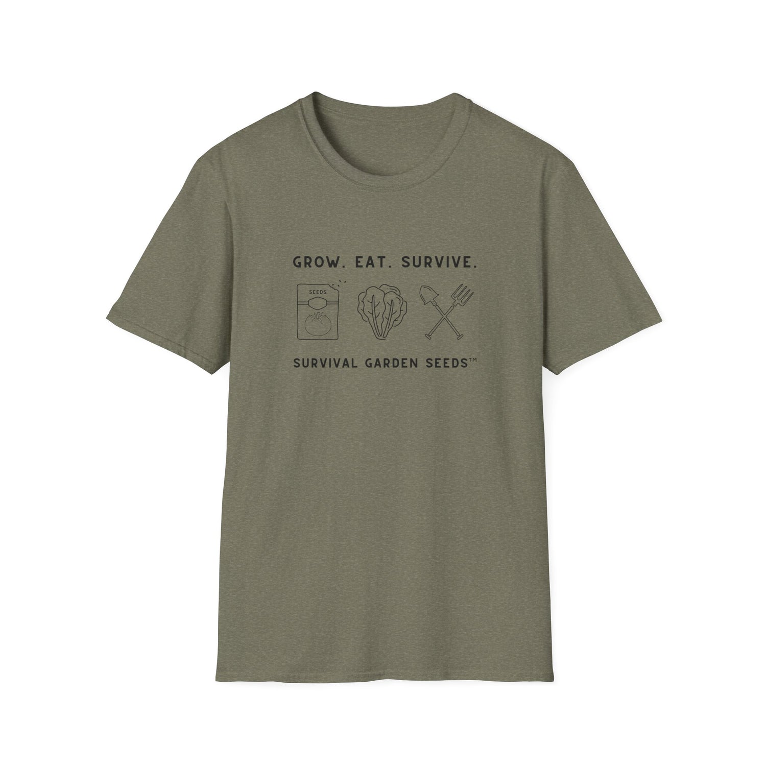 Unisex Tee - "Grow, Eat, Survive" (black design)
