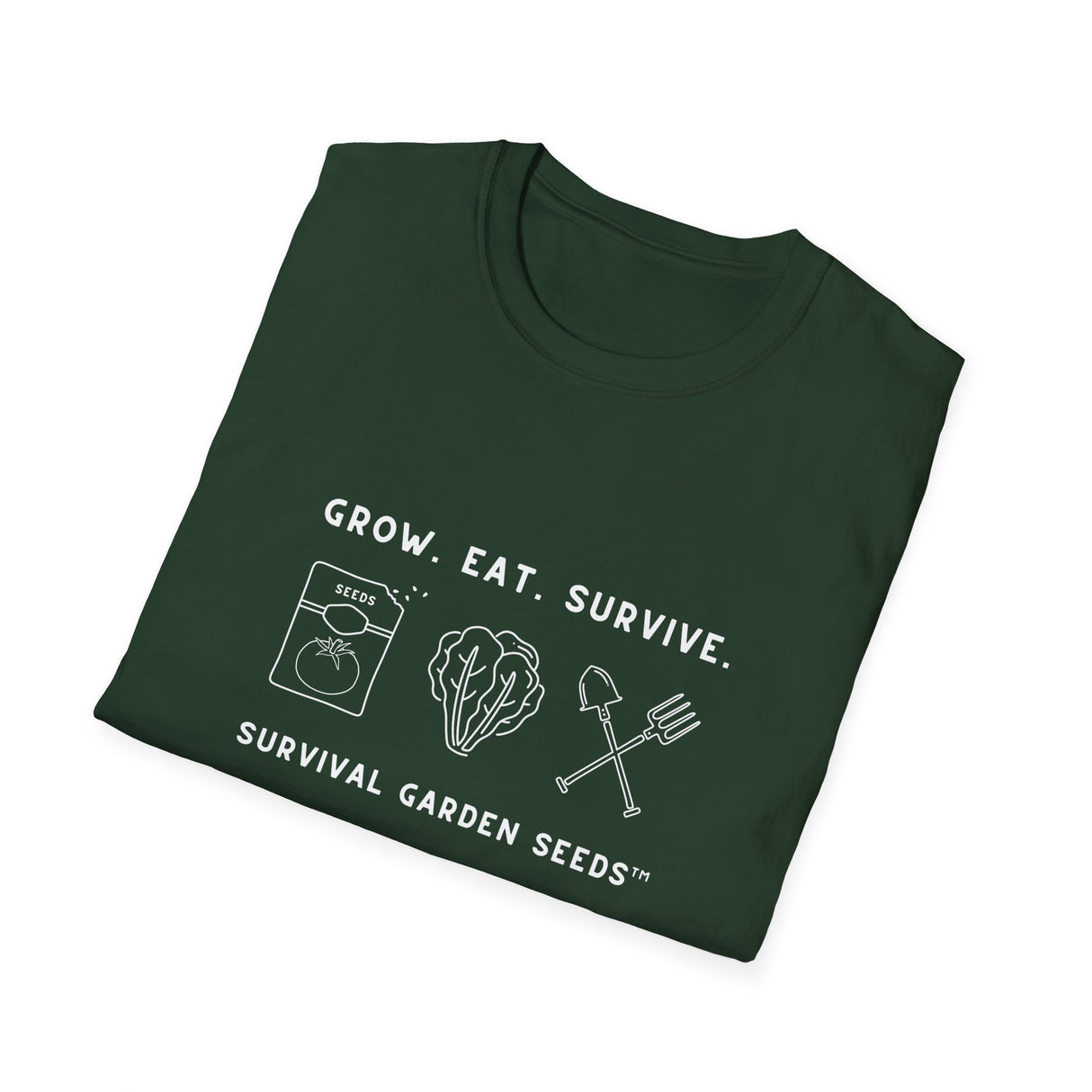 Unisex Tee - "Grow, Eat, Survive" (white design)