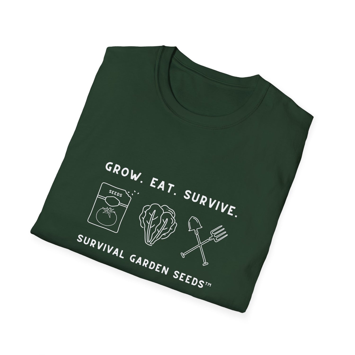 Unisex Tee - "Grow, Eat, Survive" (white design)