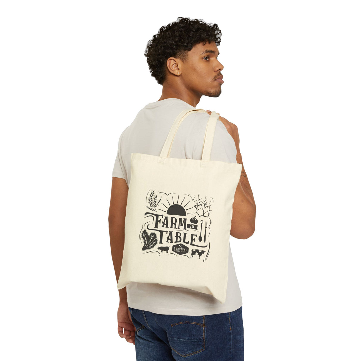 Cotton Canvas Tote Bag - "Farm to Table"