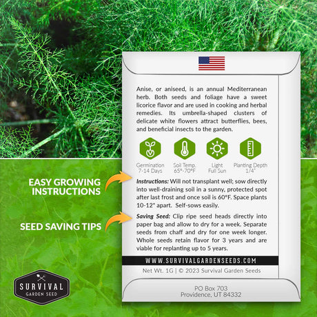Anise seed growing instructions