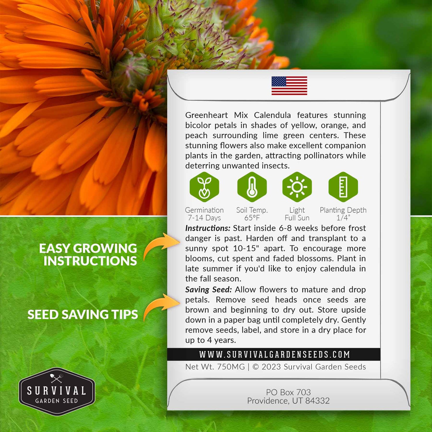 Greenheart Mix Calendula seed growing instructions
