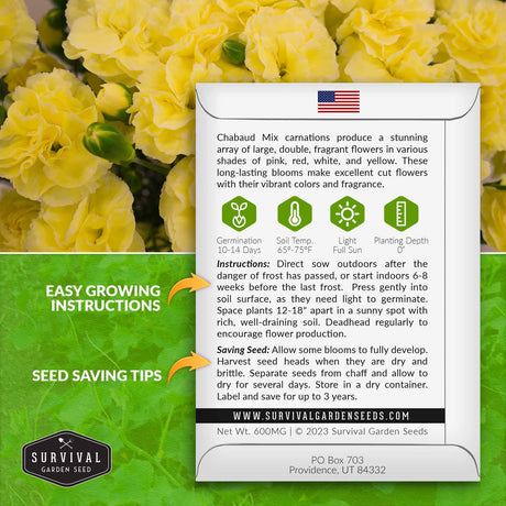 Chabaud Mix Carnation seed growing instructions