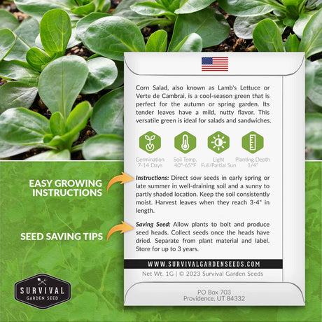 Corn Salad seed growing instructions