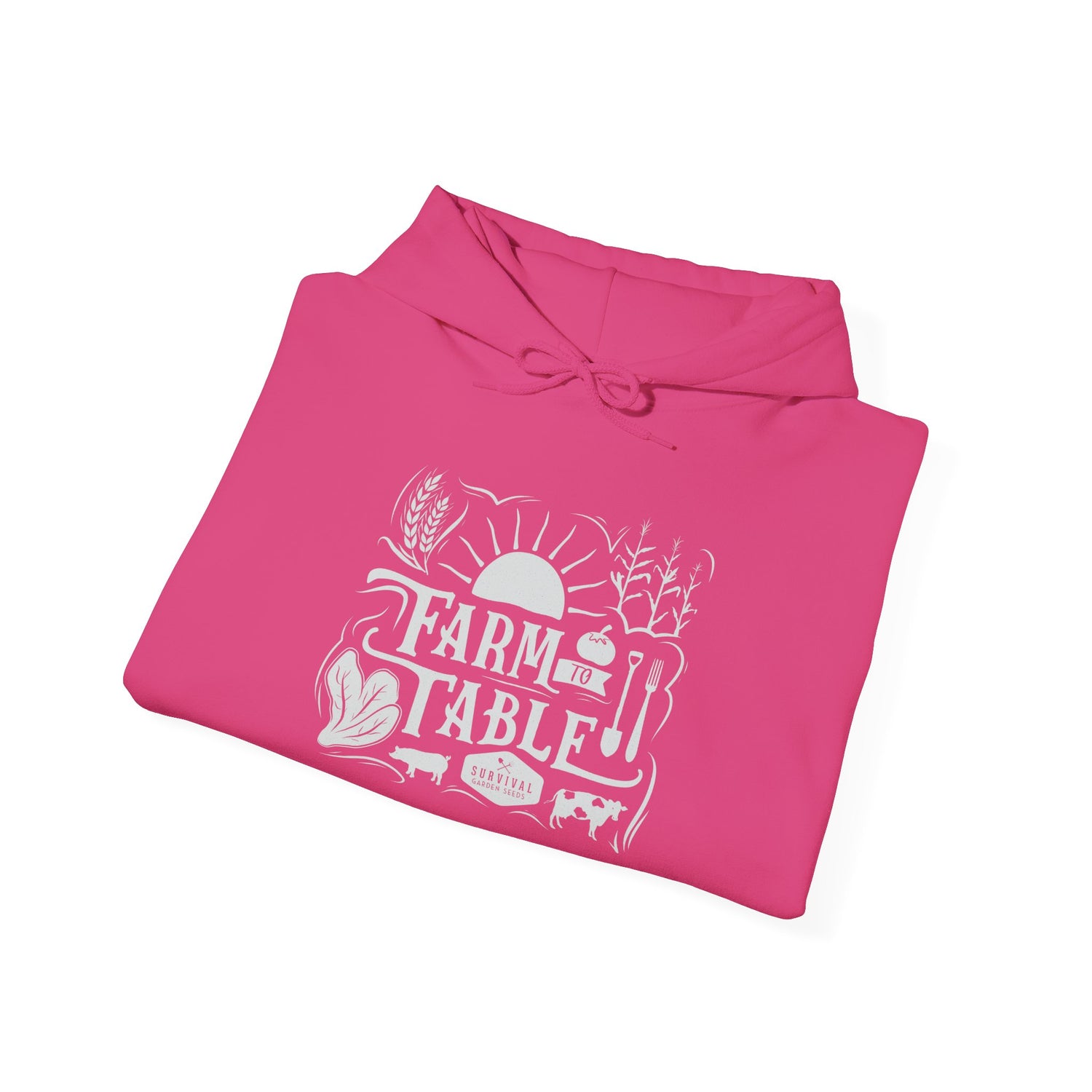 Farm to Table Unisex Hoodie - folded - Heliconia
