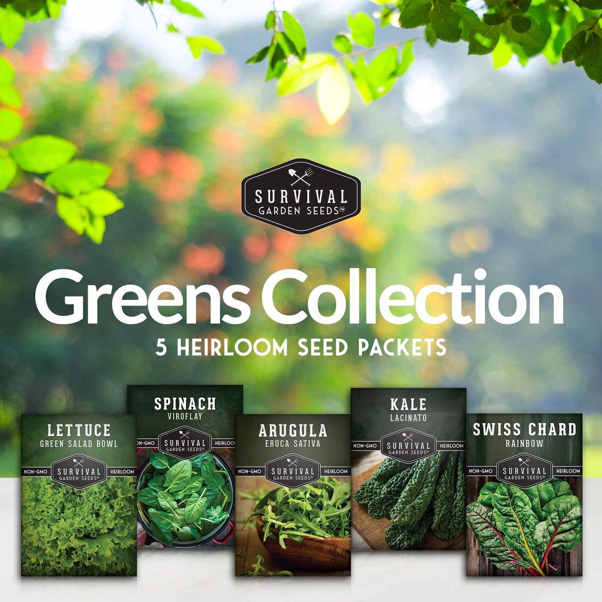 Greens Collection - 5 packs of heirloom seeds