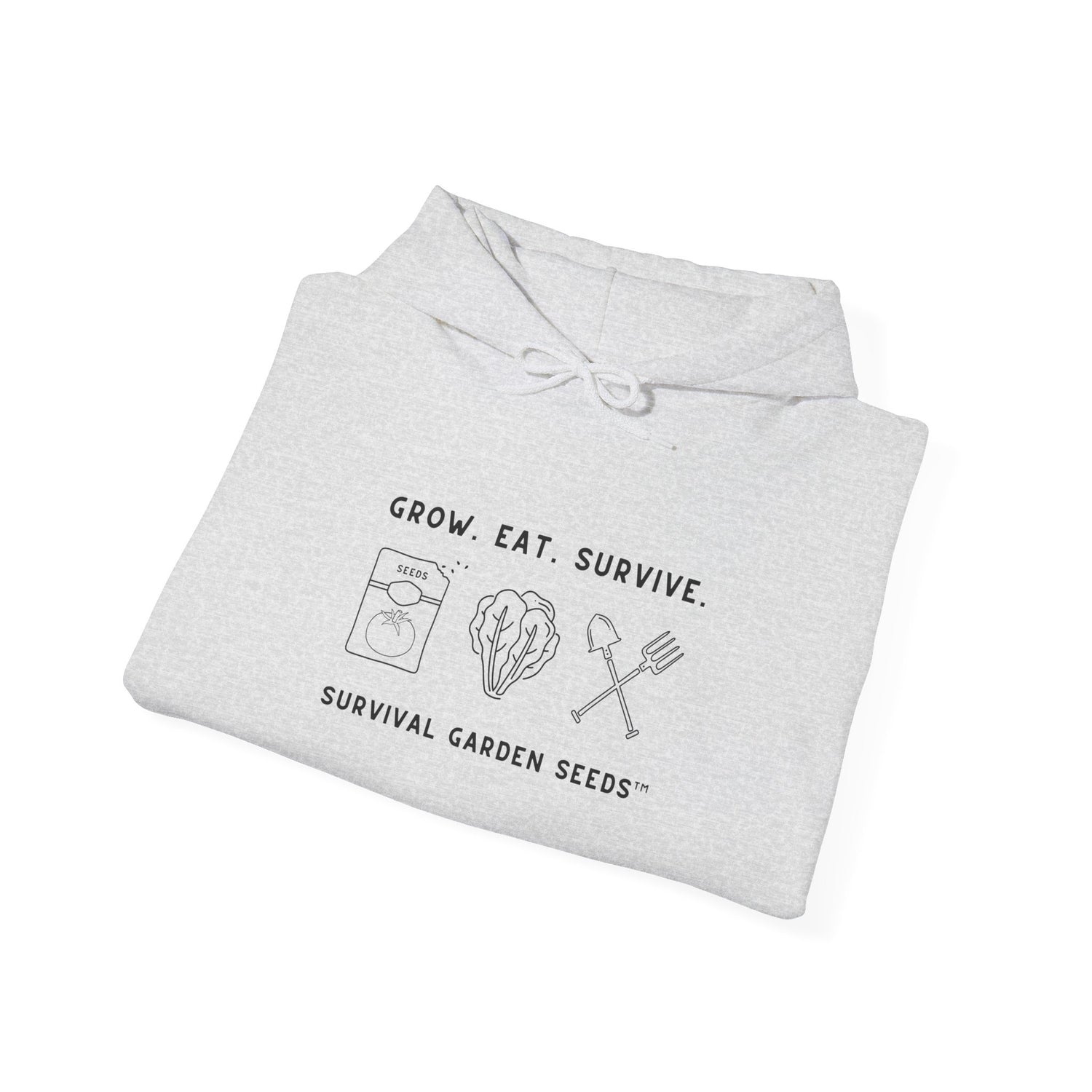 Grow, Eat, Survive Unisex Hoodie - folded - Ash