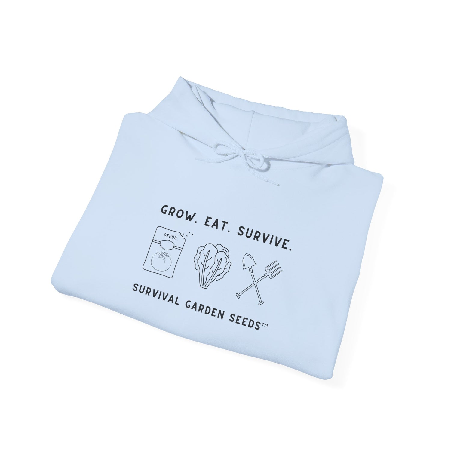 Grow, Eat, Survive Unisex Hoodie - folded - Light Blue
