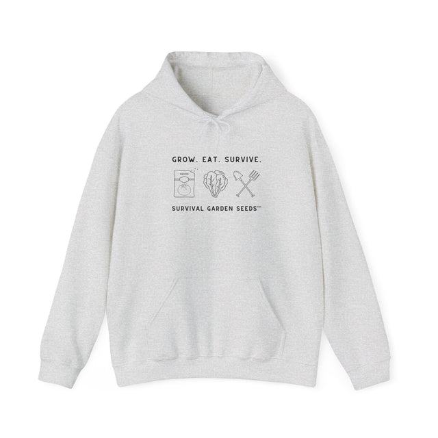 Grow, Eat, Survive Unisex Hoodie - front - Ash