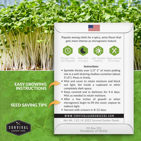Arugula Microgreens growing instructions
