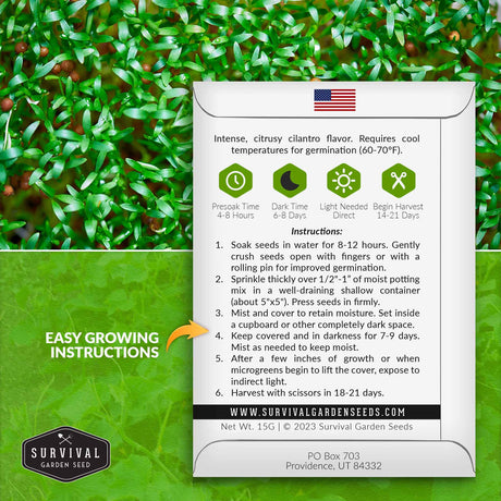 Cilantro microgreens growing instructions