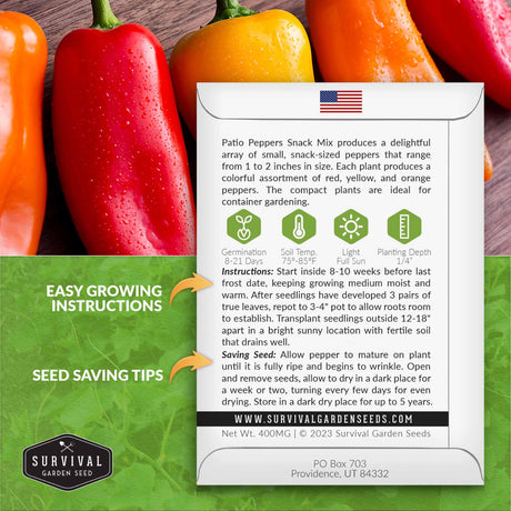 Patio Snack Mix Pepper seed growing instructions