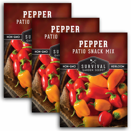 3 packets of Patio Snack Mix pepper seeds
