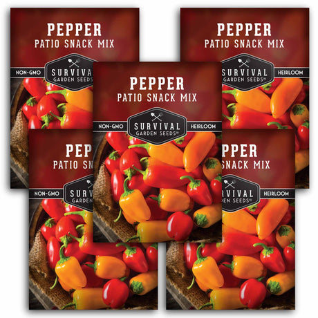 5 packets of Patio Snack Mix pepper seeds