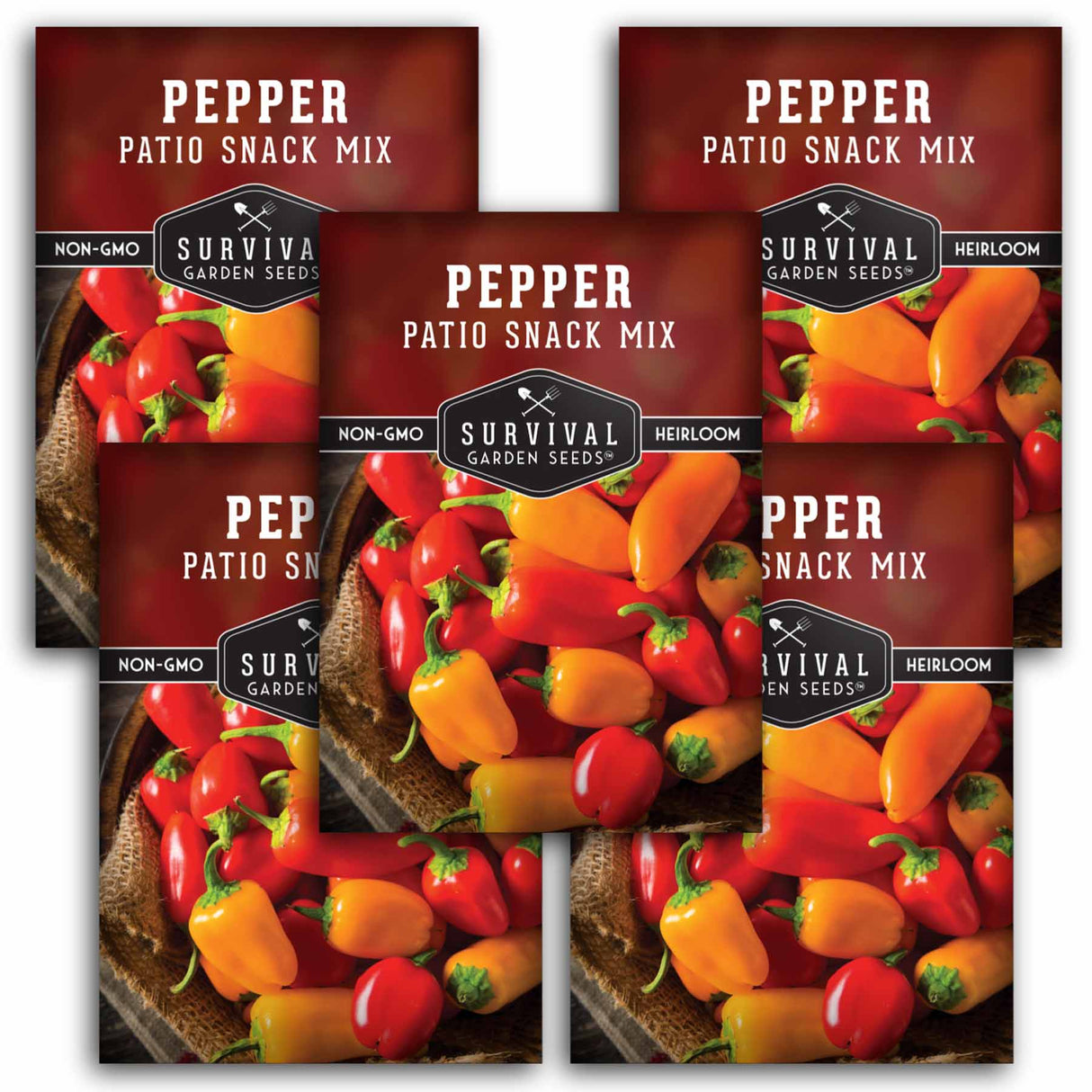 5 packets of Patio Snack Mix pepper seeds