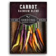 Survival Garden Seeds carrot rainbow blend package on a white background