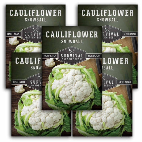Survival Garden Seeds Cauliflower Snowball packages on a white background