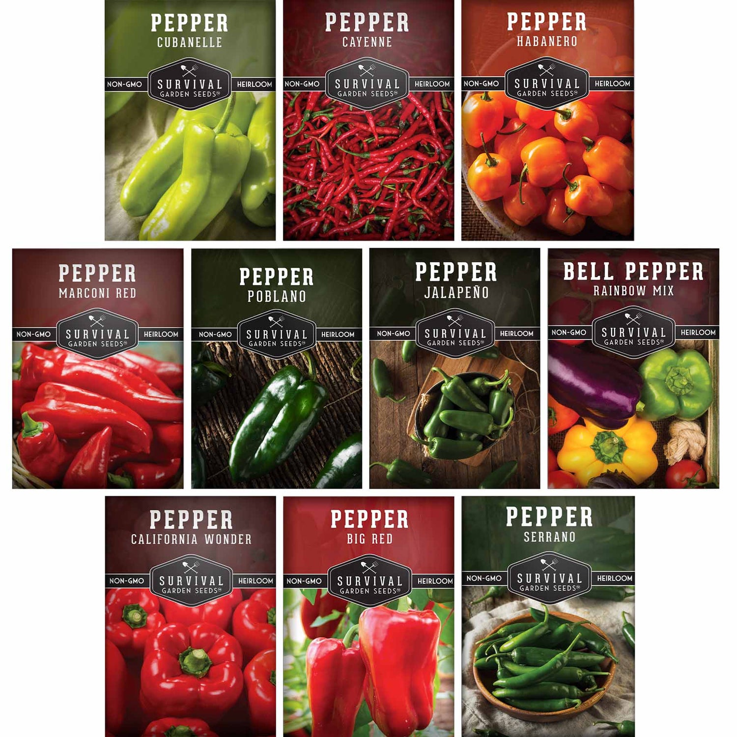 10 Pepper Seed Collection – Heirloom Sweet & Hot Peppers