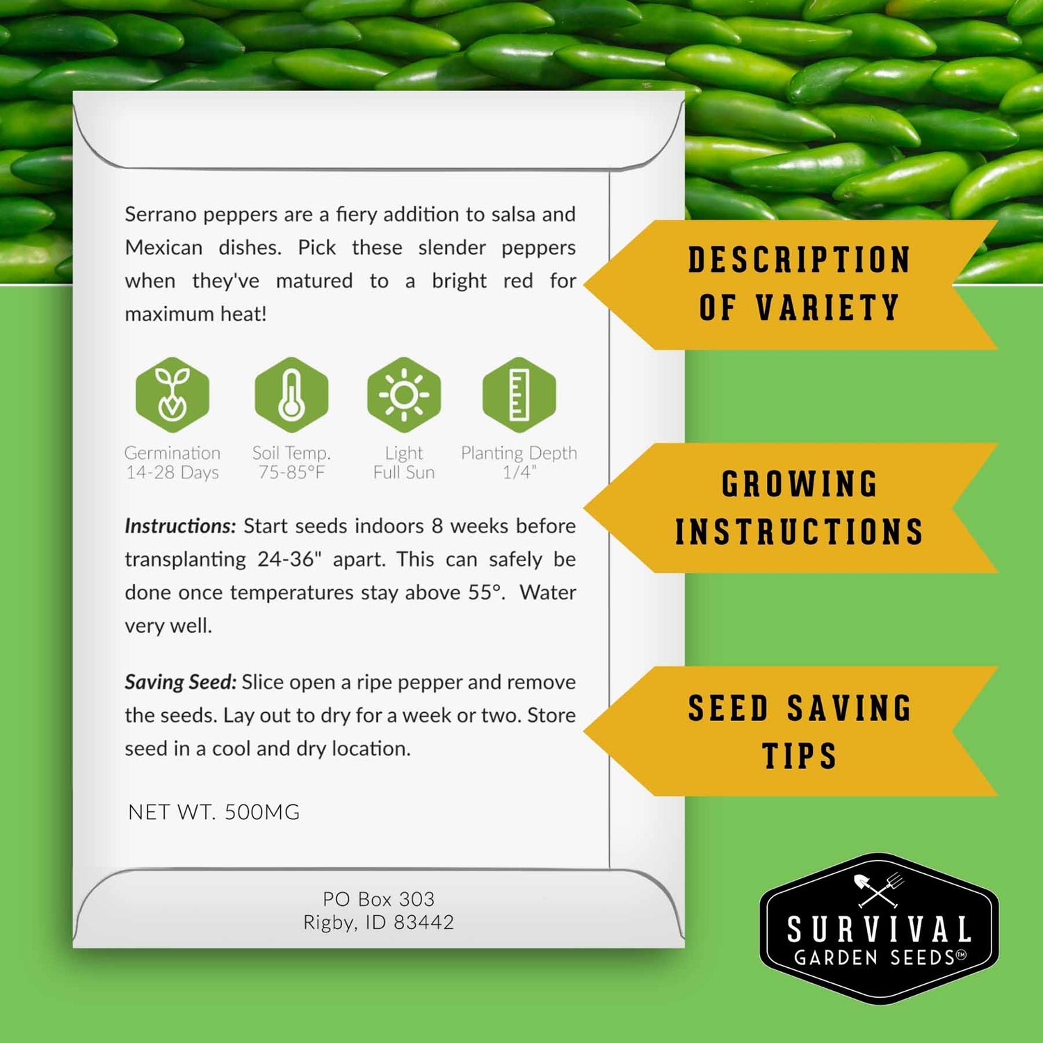 10 Pepper Seed Collection – Heirloom Sweet & Hot Peppers