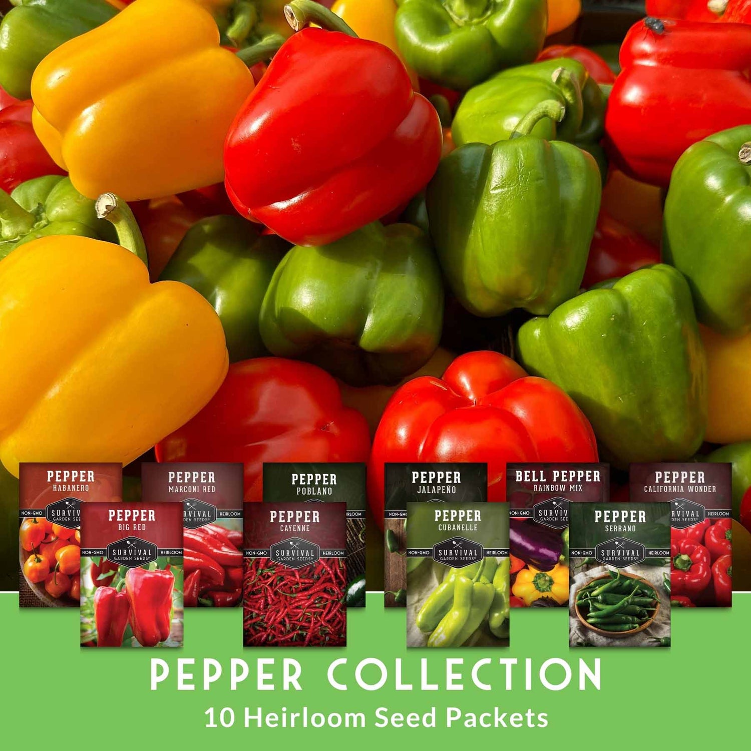 10 Pepper Seed Collection – Heirloom Sweet & Hot Peppers
