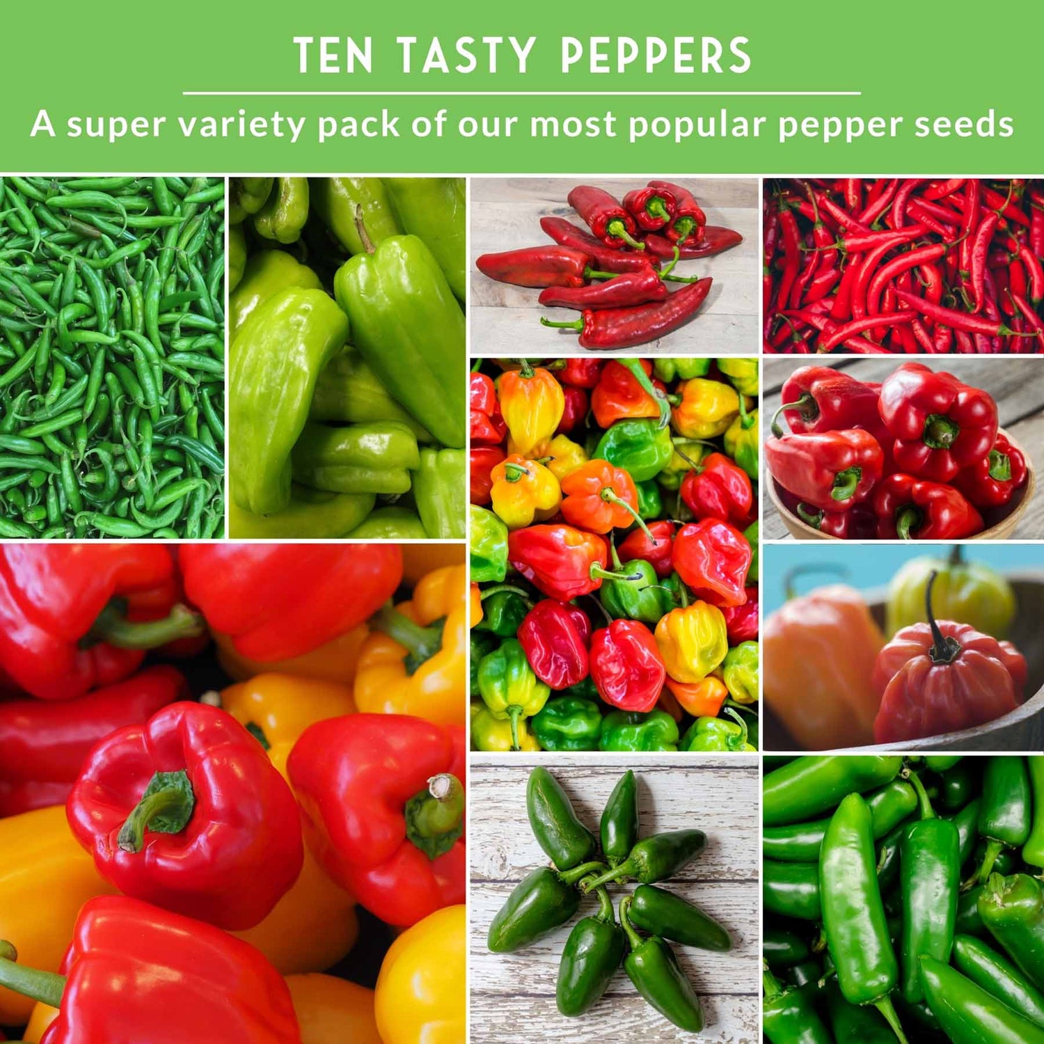 10 Pepper Seed Collection – Heirloom Sweet & Hot Peppers