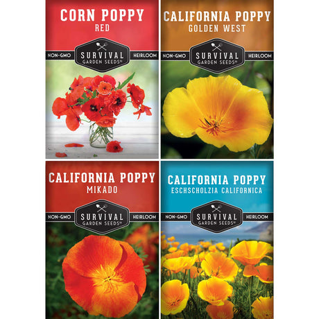 4 packets of poppy flower seeds