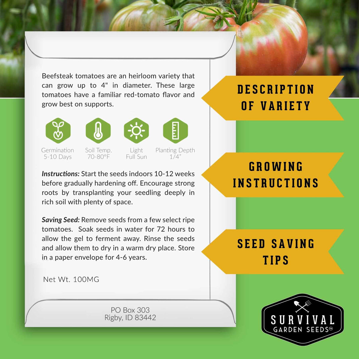 Beefsteak Tomato Seeds – Indeterminate Heirloom Slicing Tomatoes with Large, Meaty Fruits