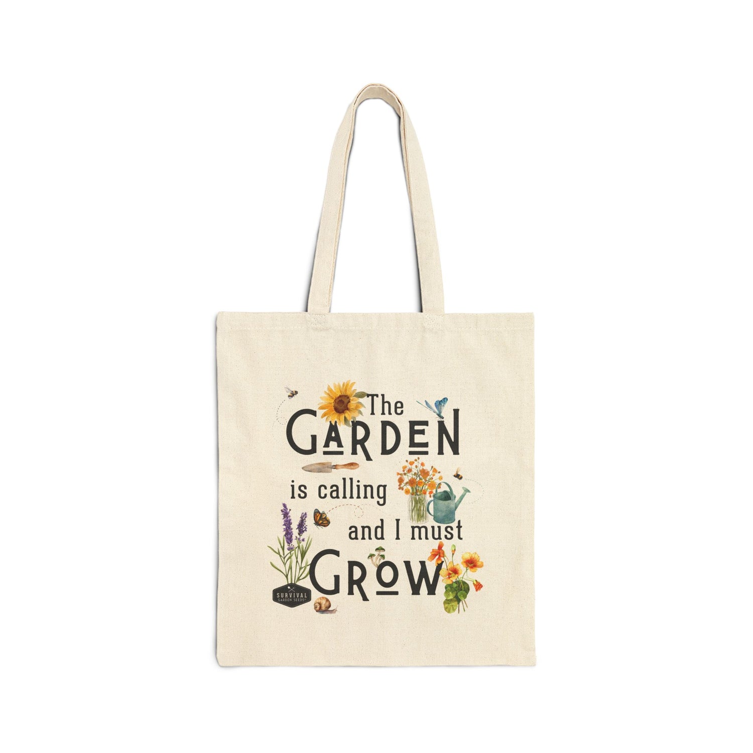 The Garden is Calling and I must Grow Cotton Canvas Tote bag front