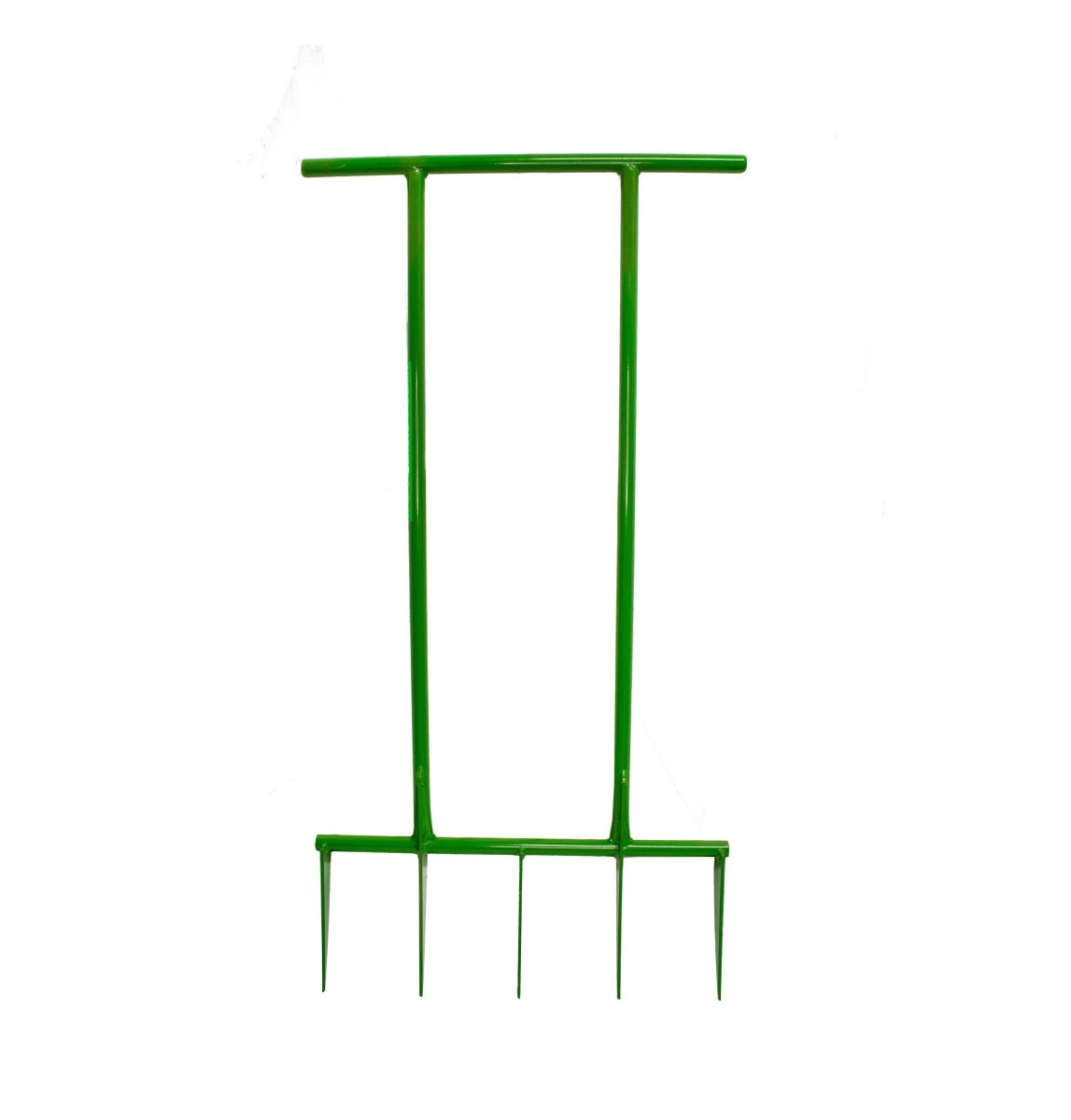 Green broadfork on a white background