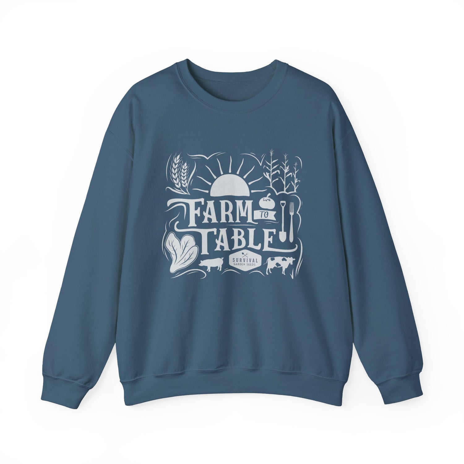 Unisex Sweatshirt - Farm to Table - Front - Indigo Blue