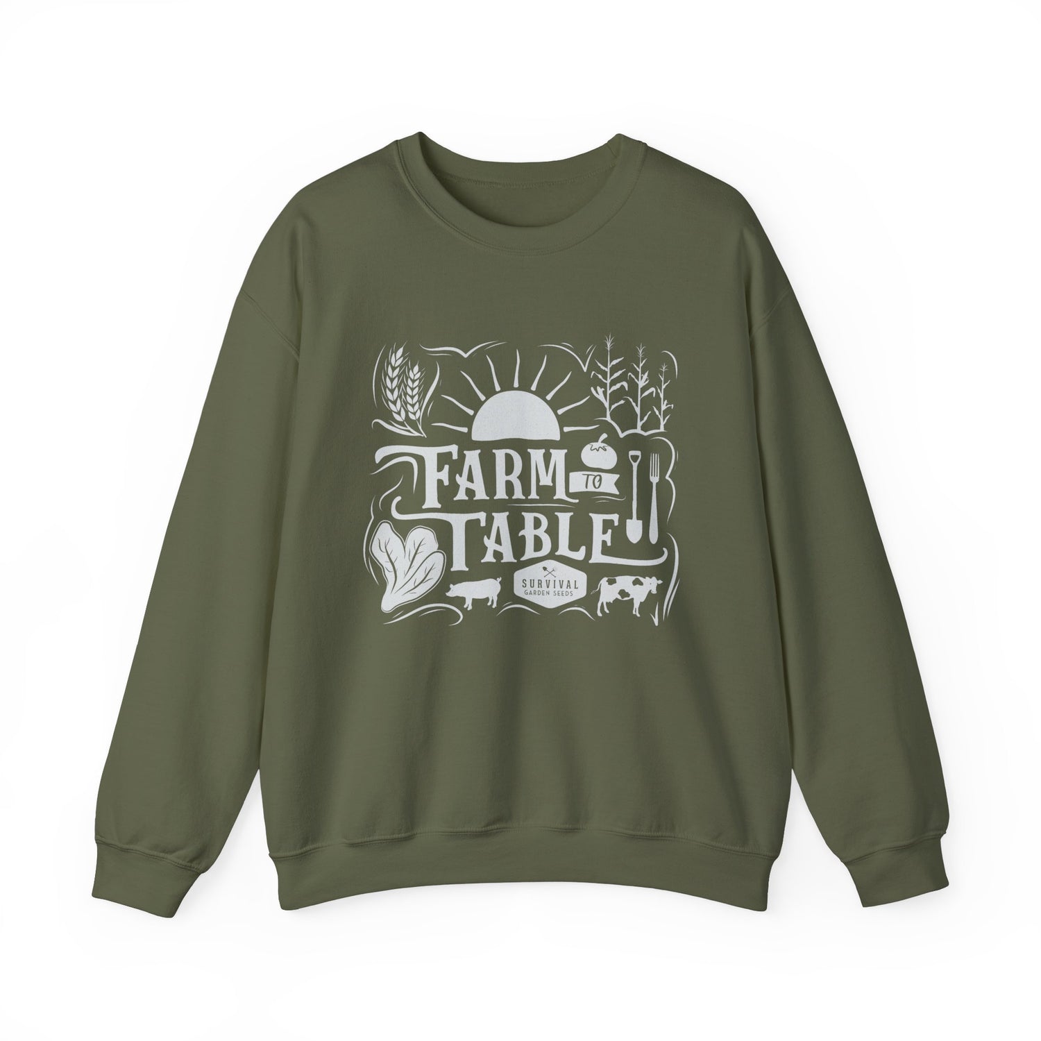 Unisex Sweatshirt - Farm to Table - Front - Military Green