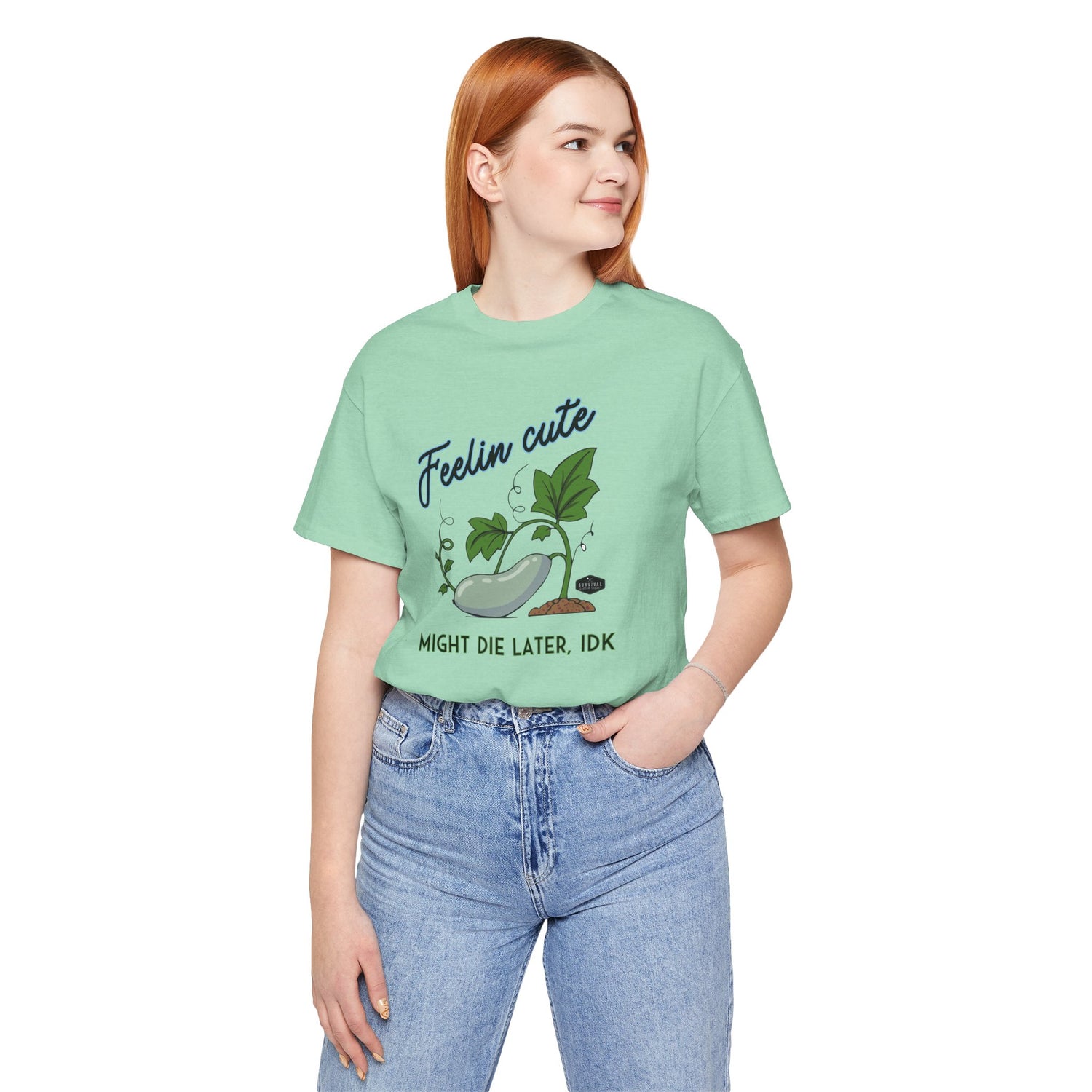 Unisex Tee - Feelin Cute- on model - Mint