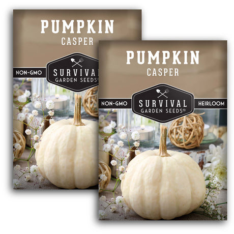 Casper Pumpkin Seeds – Heirloom Non-GMO White Pumpkins for Fall Décor, Carving & Baking