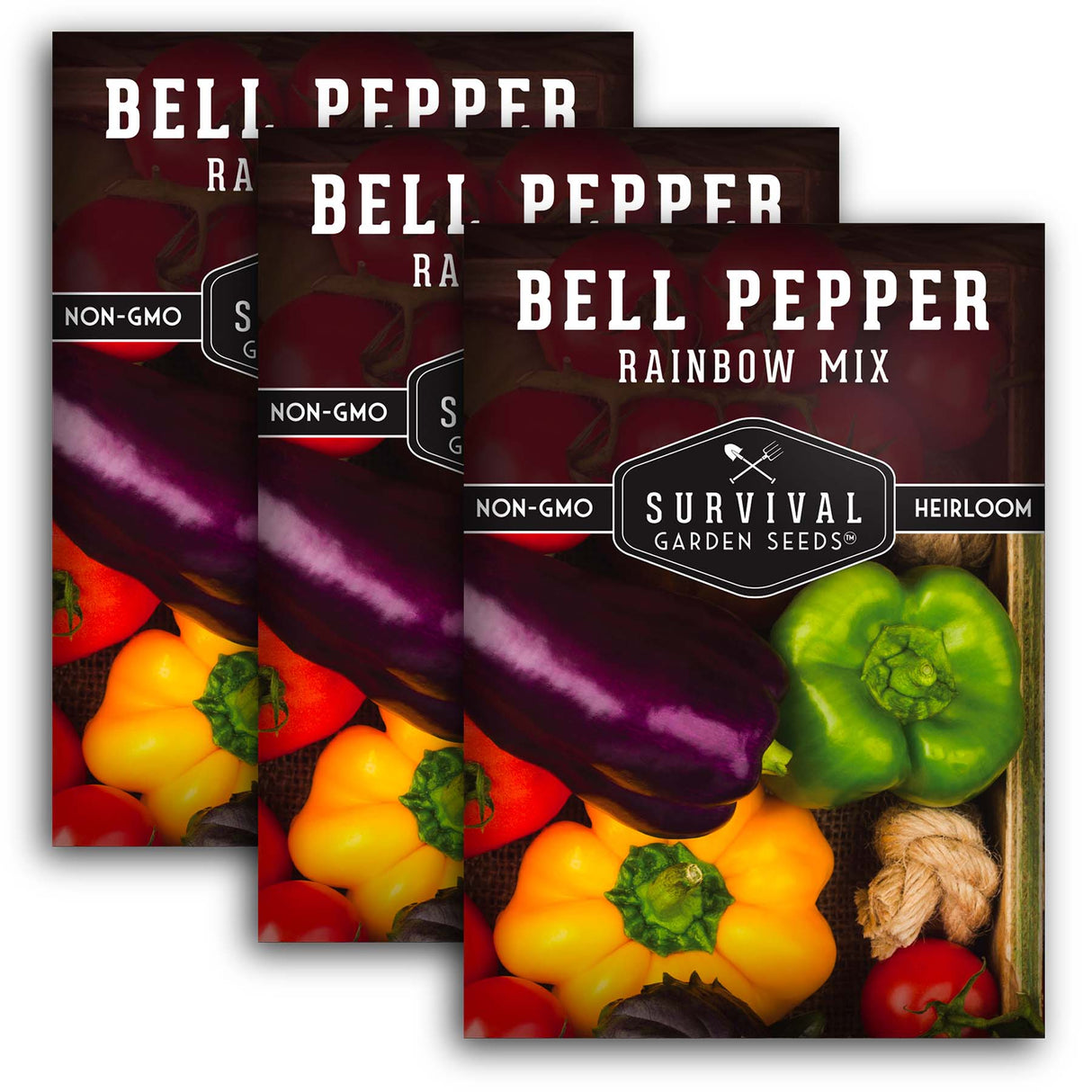 Rainbow Mix Bell Pepper Seeds – Heirloom Non-GMO Sweet Peppers in Red, Orange, Yellow, Purple & Green